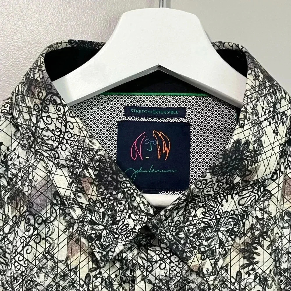 Modern English John Lennon  Medallion Stretch Shirt - Picture 3 of 9